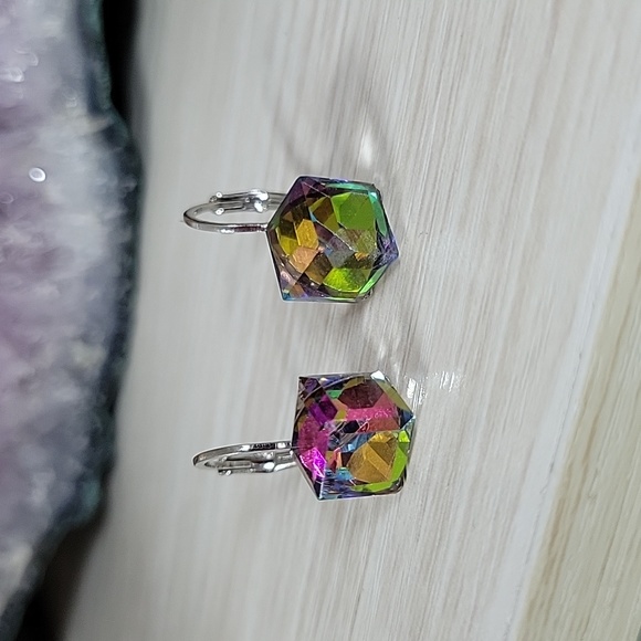 Prismatic Cube Drop Earrings - Picture 4 of 7